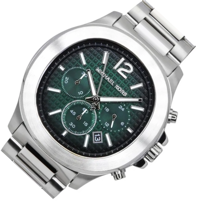 MICHAEL KORS MEN'S SAGE CHRONO STAINLESS STELL GREEN DIAL WATCH
